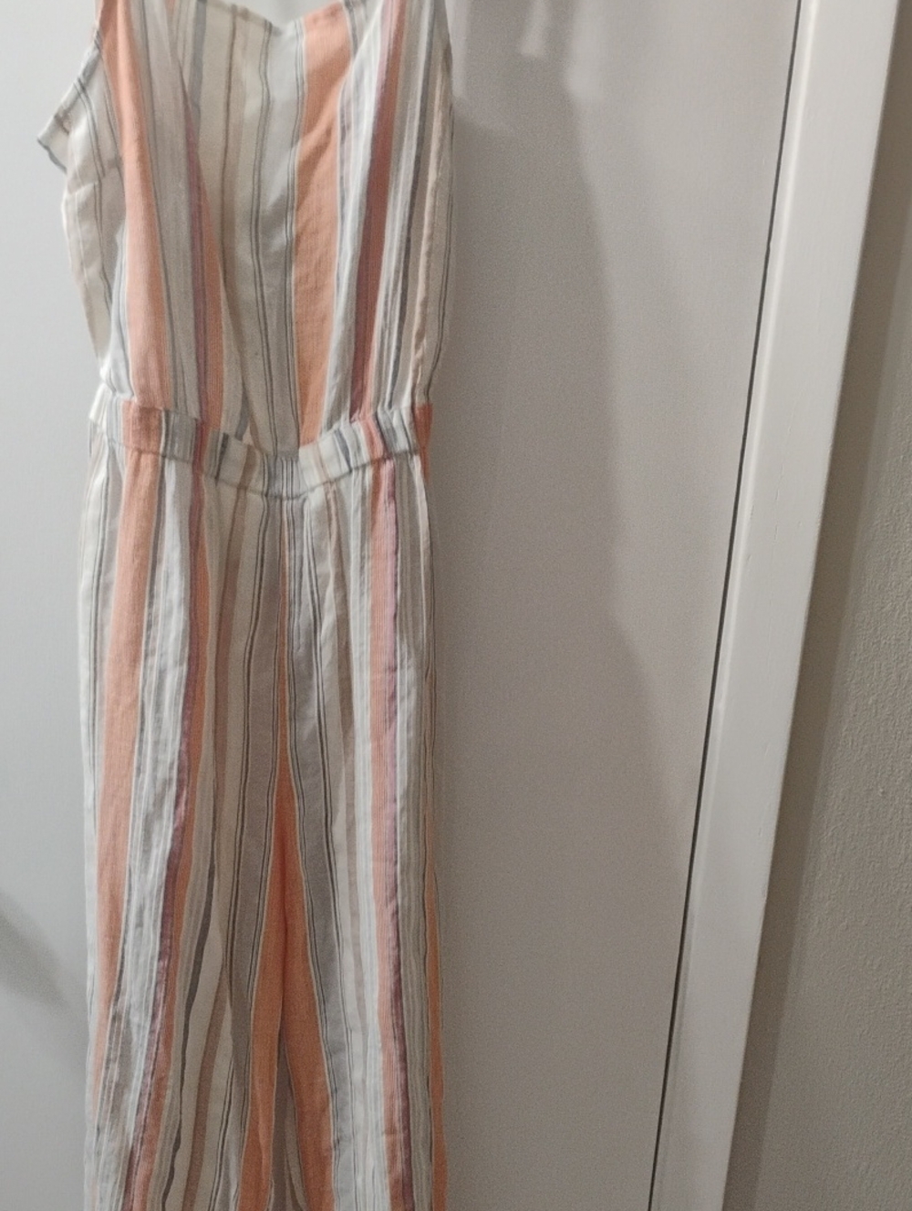 Striped backless romper